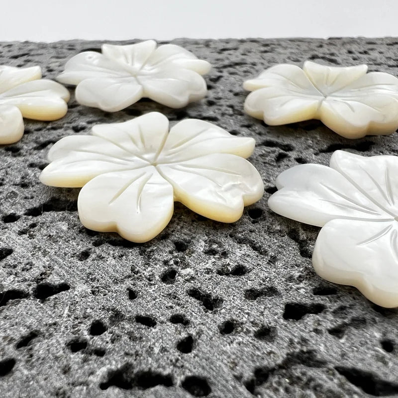 Tropical Flower Beads White Mother Of Pearl NaturalPearlStore.com