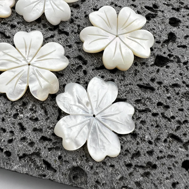 Tropical Flower Beads White Mother Of Pearl NaturalPearlStore.com