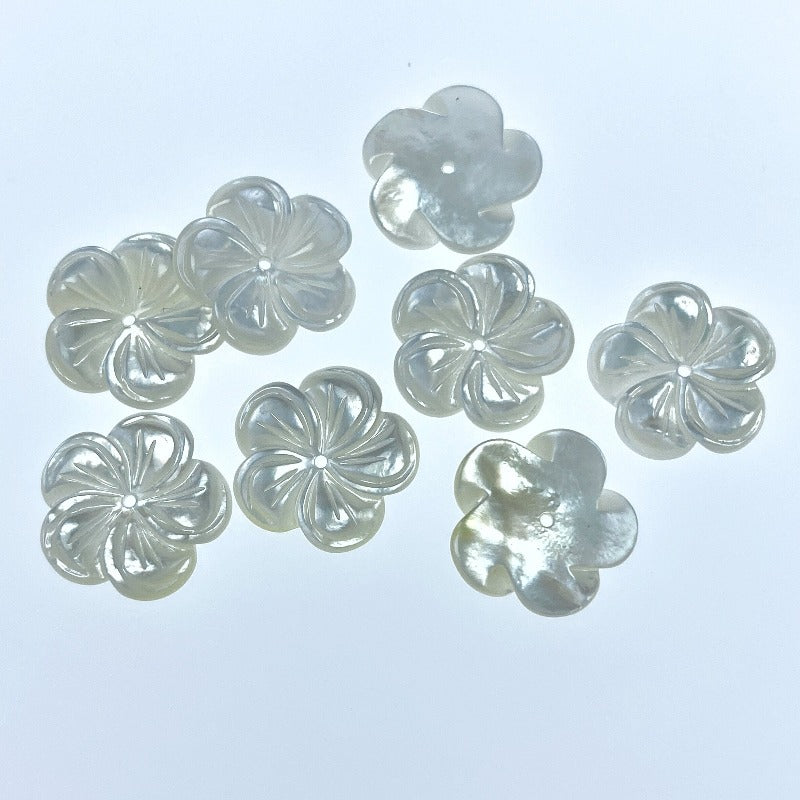 Buy Topical Flower White Mother Of Pearl BestBeadSupply.com
