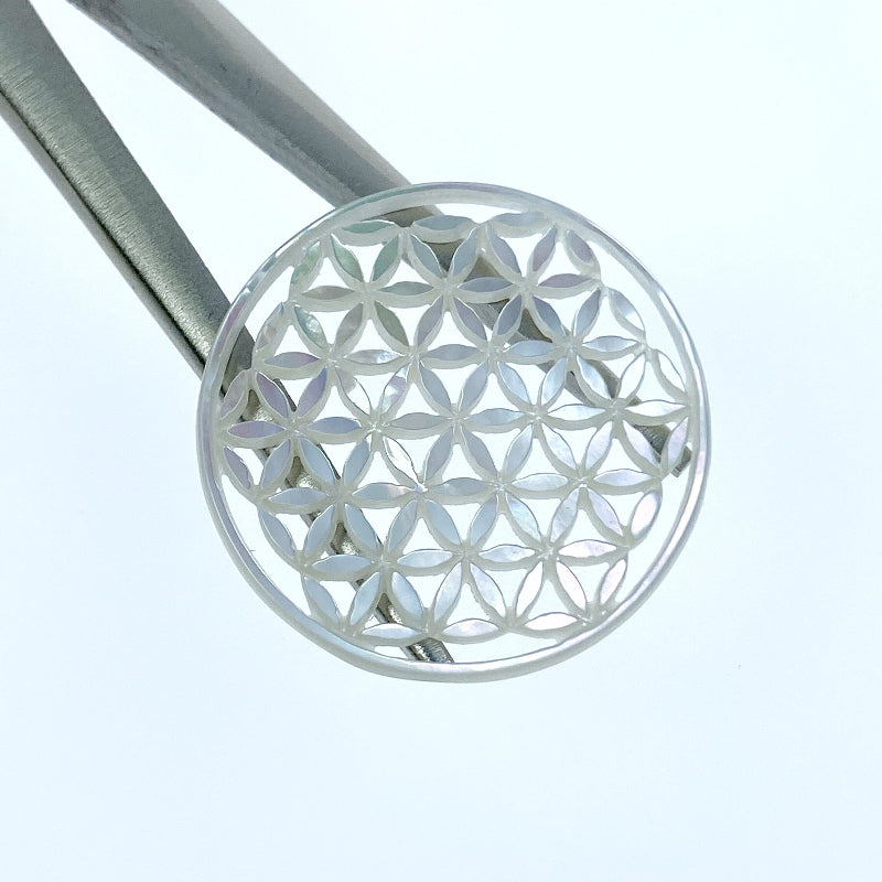 Flower Of Life Beads White Mother Of Pearl WM-0070