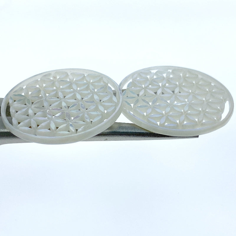 Flower Of Life Beads White Mother Of Pearl WM-0070