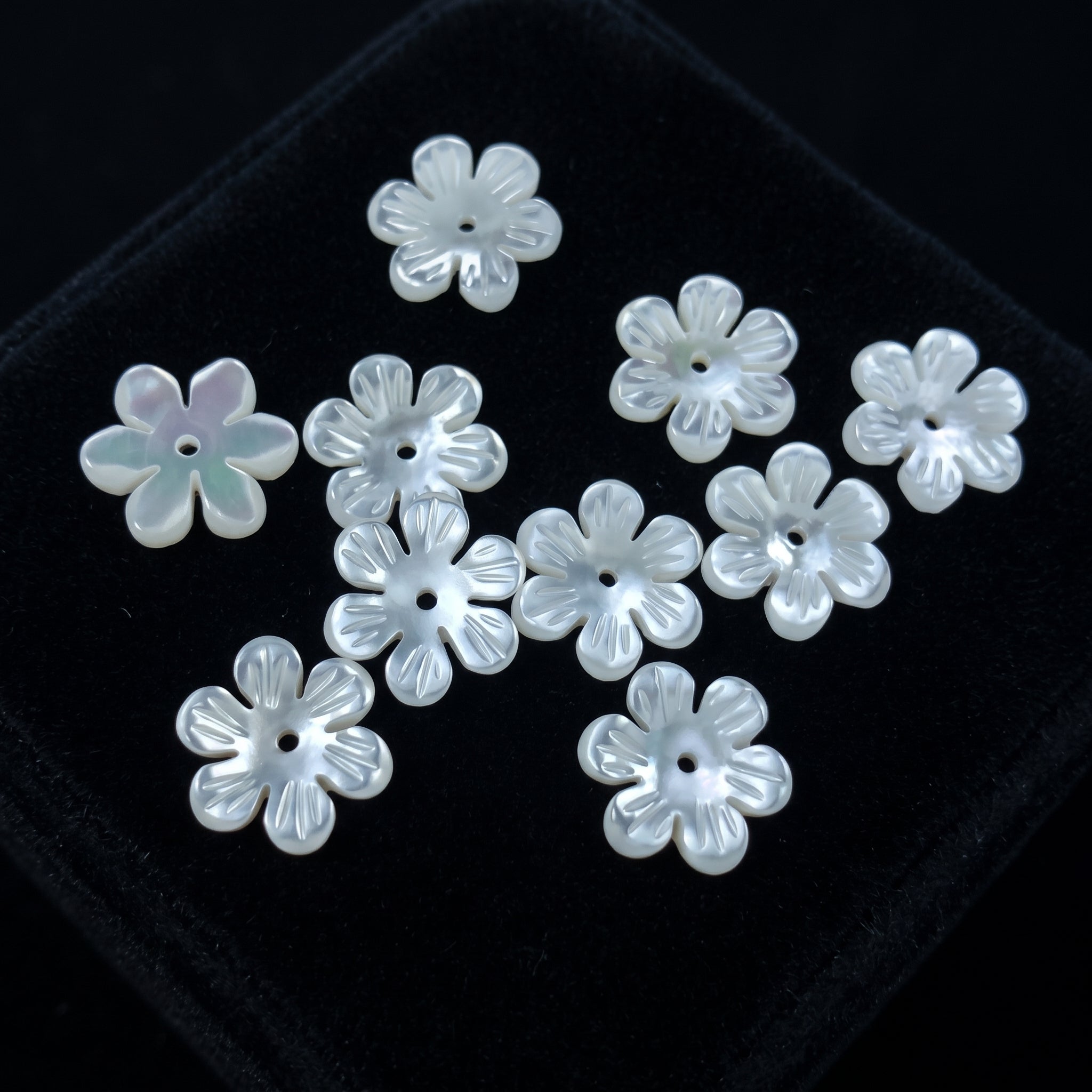 10pc Mother of Pearl Daisy Flower Beads White 10mm Minimalist Natural Organic DIY For Jewelry Making Earrings Hand Carved Shell WM-0001