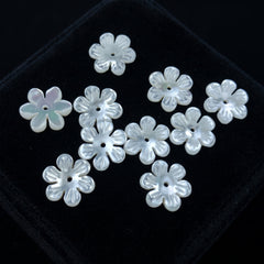 10pc Mother of Pearl Daisy Flower Beads White 10mm Minimalist Natural Organic DIY For Jewelry Making Earrings Hand Carved Shell WM-0001