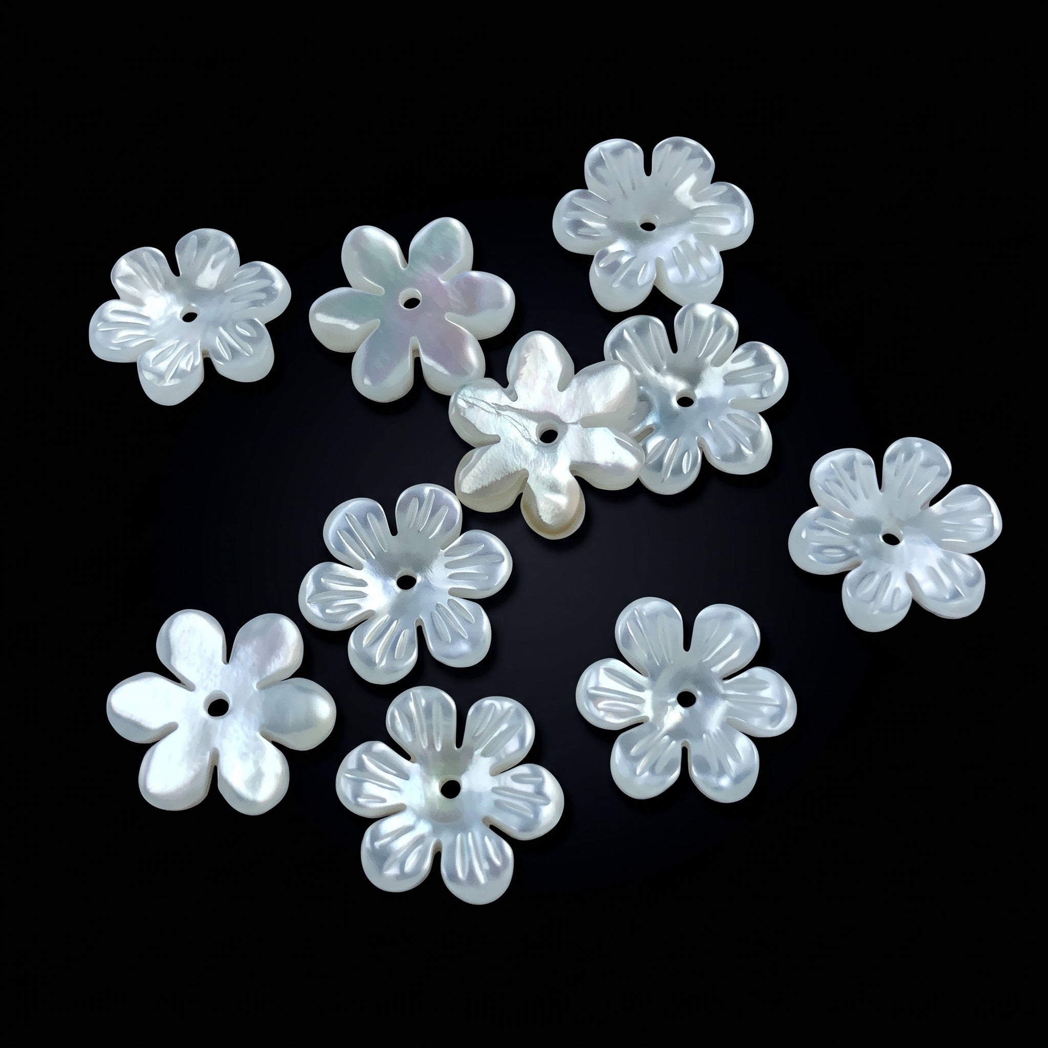 10pc Mother of Pearl Daisy Flower Beads White 10mm Minimalist Natural Organic DIY For Jewelry Making Earrings Hand Carved Shell WM-0001