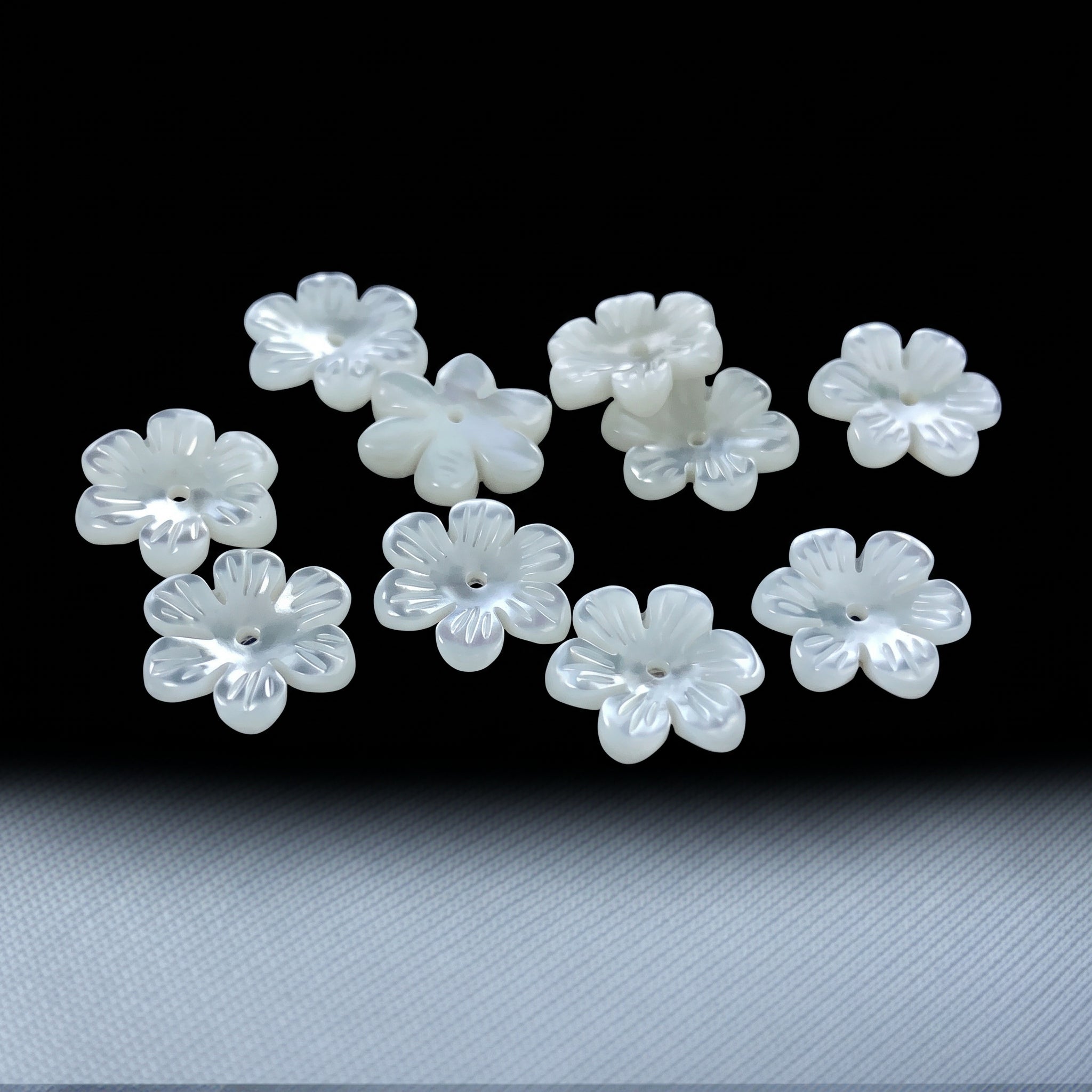 10pc Mother of Pearl Daisy Flower Beads White 10mm Minimalist Natural Organic DIY For Jewelry Making Earrings Hand Carved Shell WM-0001