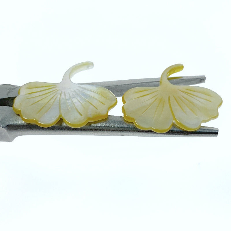 Ginko Leaf Beads Yellow Mother of Pearl YM-0007