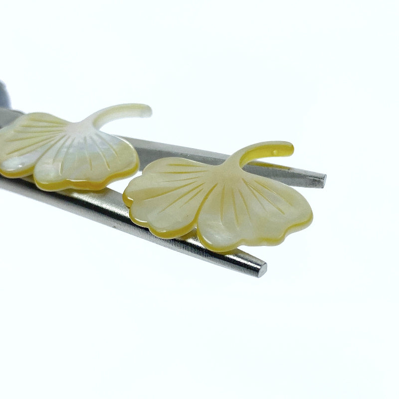 Ginko Leaf Beads Yellow Mother of Pearl YM-0007