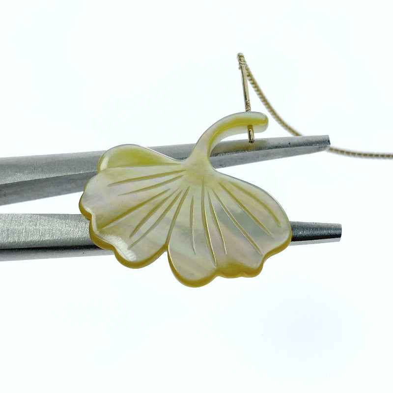 Ginko Leaf Beads Yellow Mother of Pearl YM-0007