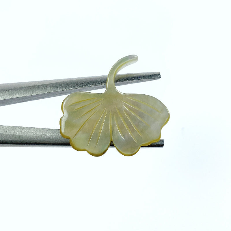 Ginko Leaf Beads Yellow Mother of Pearl YM-0007