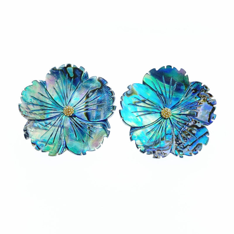 Hibiscus Flower Beads Abalone Shell AB-0019