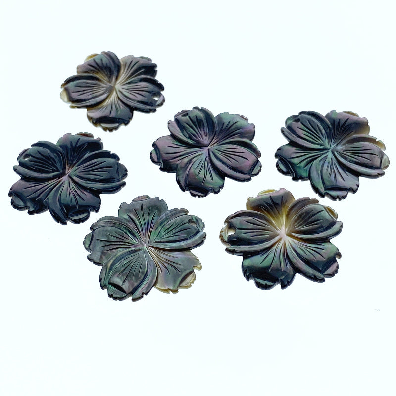 Hibiscus Flower Beads Black Mother Of Pearl BM-0014