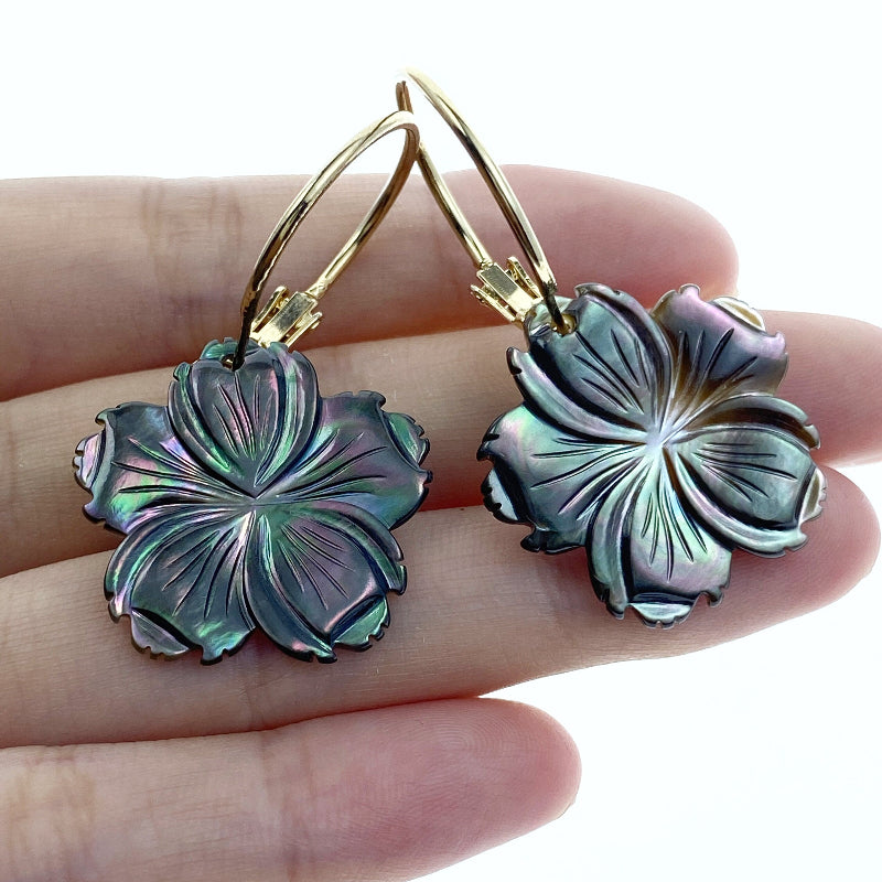 Hibiscus Flower Beads Black Mother Of Pearl BM-0014