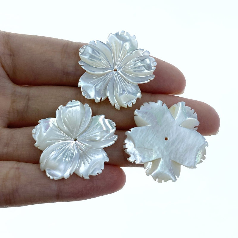 Hibiscus Flower Beads Mother Of Pearl WM-0222