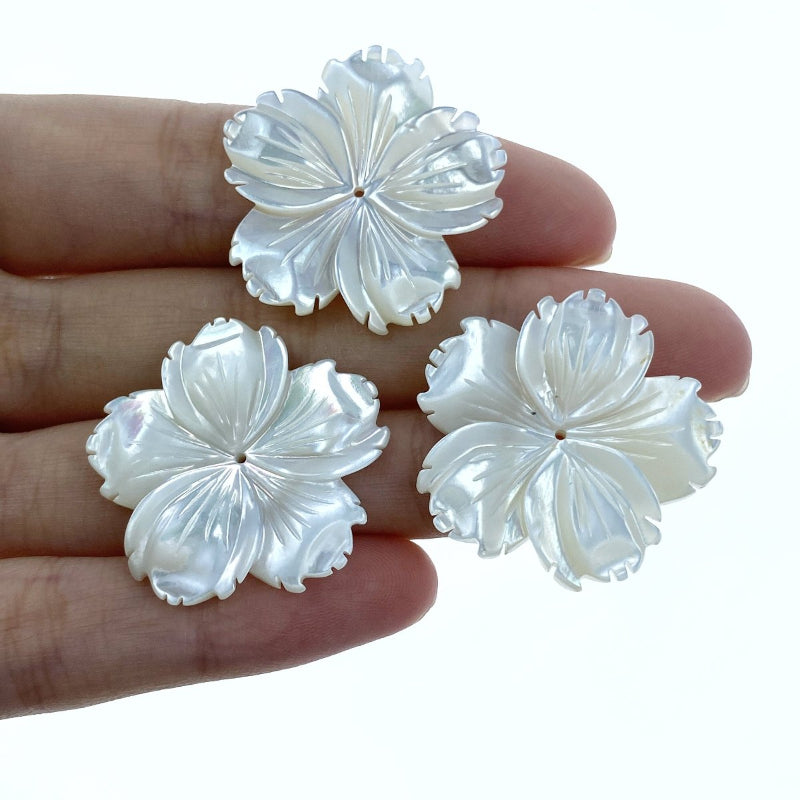 Hibiscus Flower Beads Mother Of Pearl WM-0222