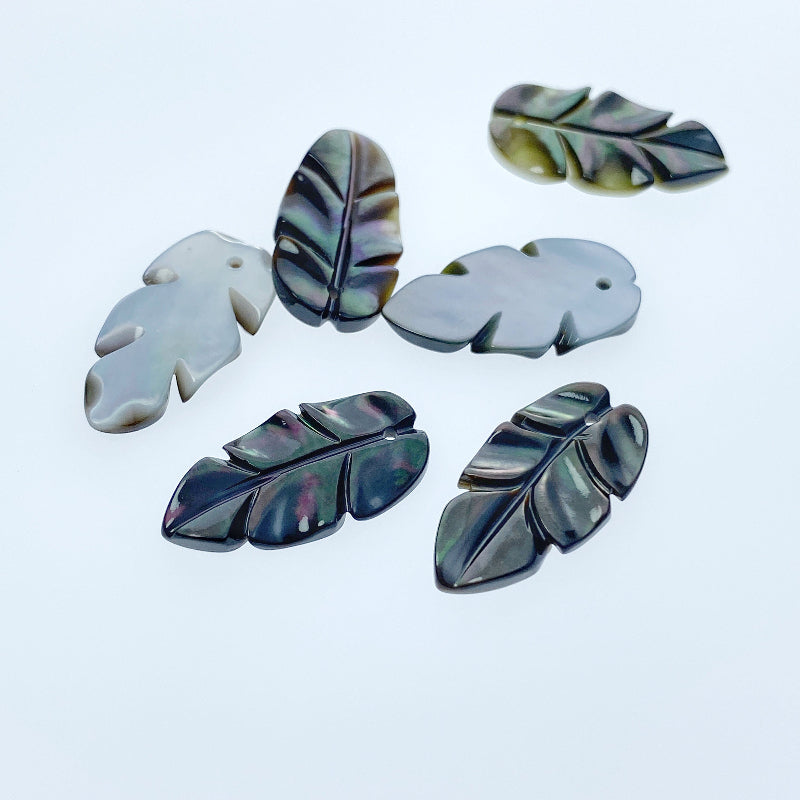 Leaf Beads Black Mother of Pearl BM-0033