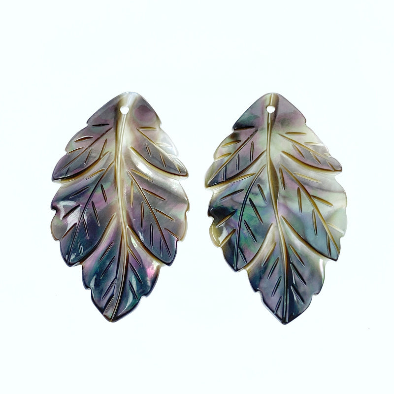 Leaf Beads Black Mother of Pearl BM-0068