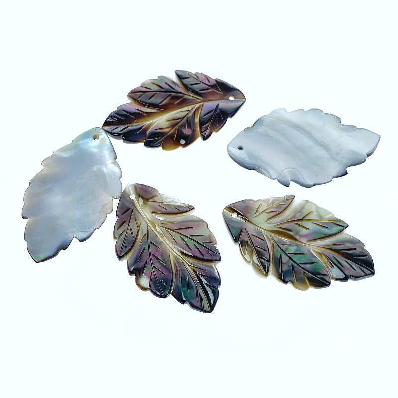 Leaf Beads Black Mother of Pearl BM-0068