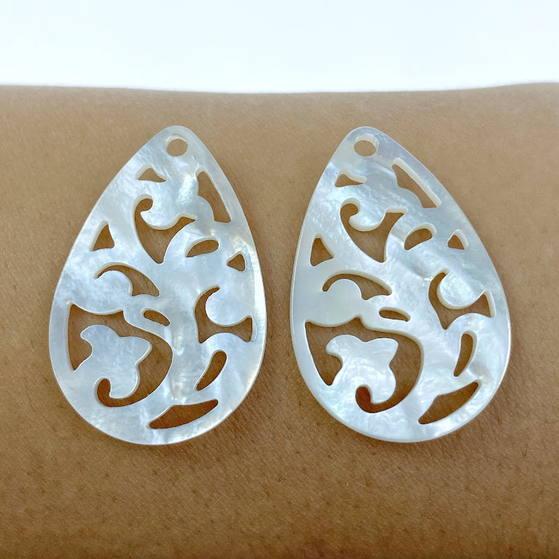 Leaf Beads White Mother of Pearl WM-0067