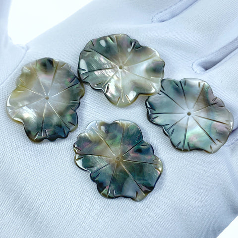 Lotus Leaf Beads Black Mother Of Pearl BM-0084