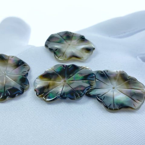 Lotus Leaf Beads Black Mother Of Pearl BM-0084