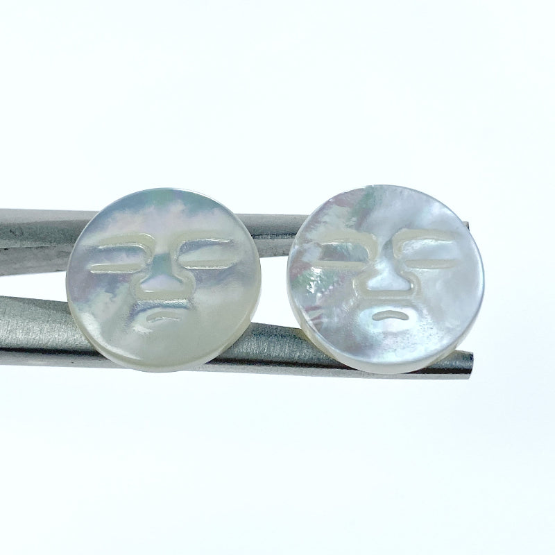 Moon Face Beads White Mother of Pearl