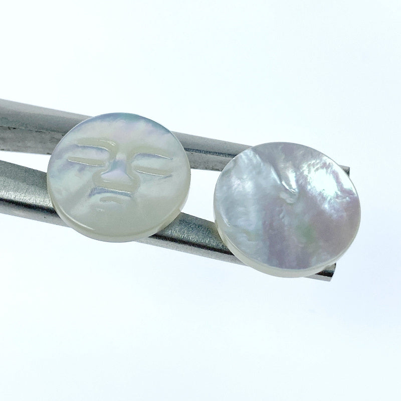Moon Face Beads White Mother of Pearl