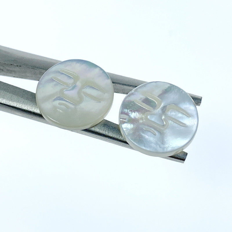 Moon Face Beads White Mother of Pearl