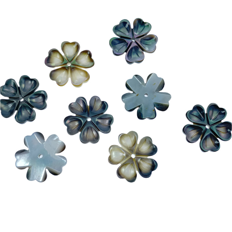 Petal Flower Beads Black Mother Of Pearl BM-0104