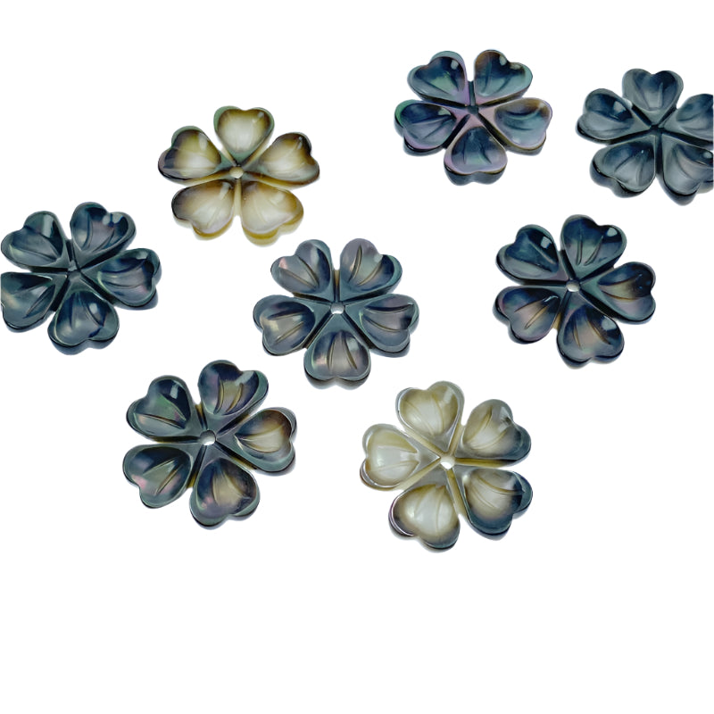 Petal Flower Beads Black Mother Of Pearl BM-0104