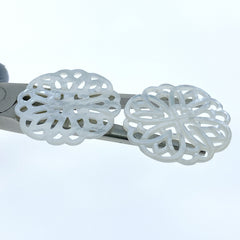 Rosette Flower Beads White Mother Of Pearl Round Filigree WM-0074