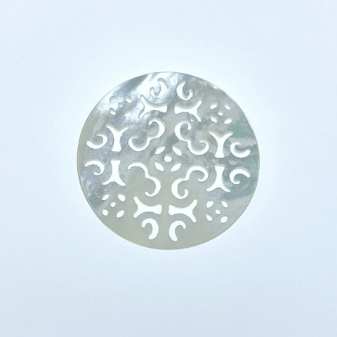 Round Filigree Beads White Mother Of Pearl WM-0111