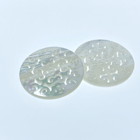 Round Filigree Beads White Mother Of Pearl WM-0111