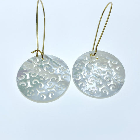 Round Filigree Beads White Mother Of Pearl WM-0111