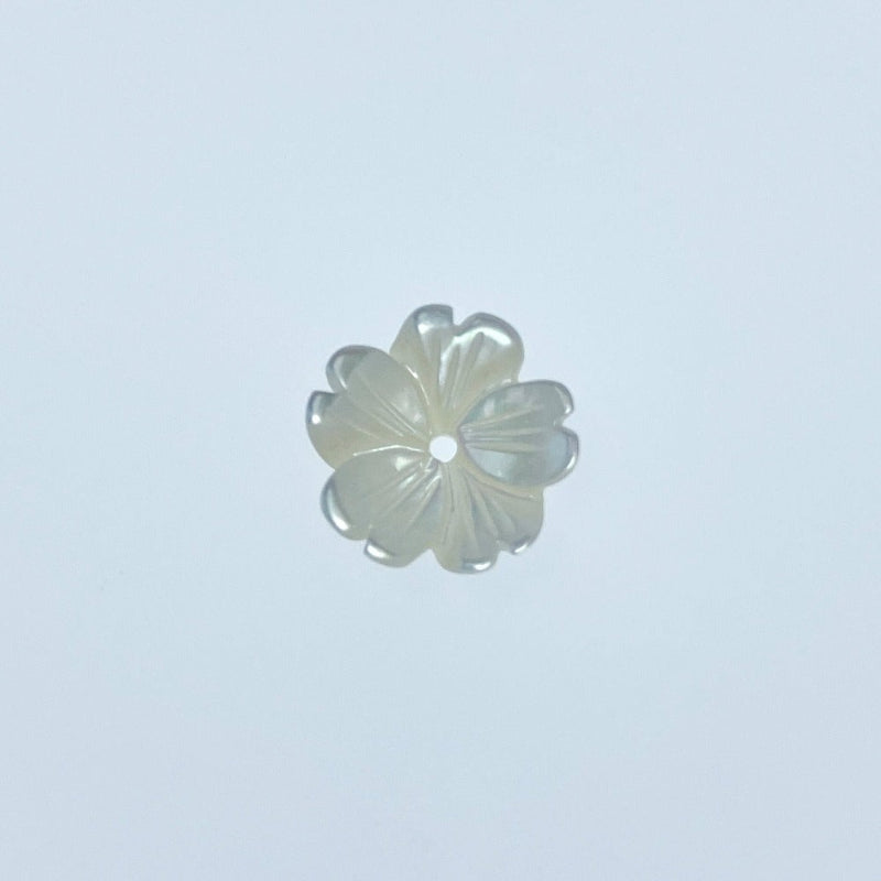 10pc Tropical Flower Beads White Mother Of Pearl Charms 10mm Hand Carved For DIY Bridal Jewelry WM-0069