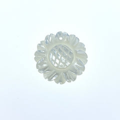 6pc Sun Flower Beads White Mother of Pearl WM-0038