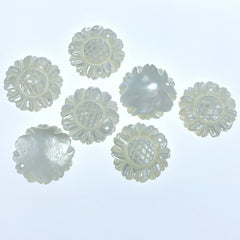 6pc Sun Flower Beads White Mother of Pearl WM-0038