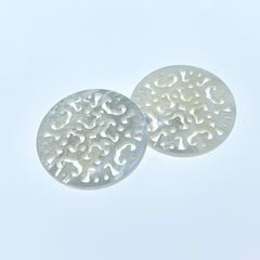 2pc Filigree Round Pendants Beads White Mother of Pearl WM-0086
