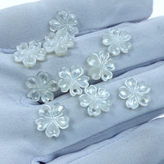 10pc Sakura Cherry Blossom Flower Beads White Mother Of Pearl 10mm WM-0096