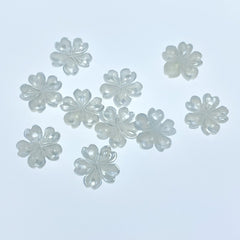 10pc Sakura Cherry Blossom Flower Beads White Mother Of Pearl 10mm WM-0096
