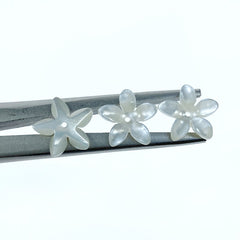 Flower Beads White Mother Of Pearl Charms 12mm Hand Carved WM-0169