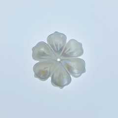 6pc Flower Beads White Mother Of Pearl Hand Carved WM-0189