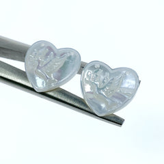 2pc 15mm x 15mm White Mother of Pearl Heart Shape Dove Connectors Pendants WM-0223