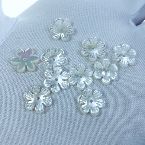 10pc Mother of Pearl Daisy Flower Beads White 10mm Minimalist Natural Organic DIY For Jewelry Making Earrings Hand Carved Shell WM-0001