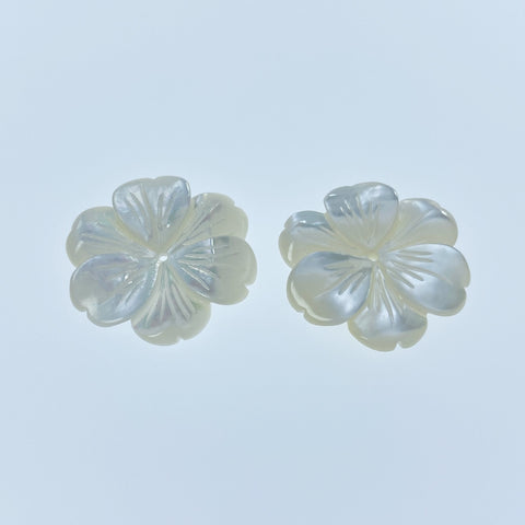 6pc 20mm Hand Carved White Mother of Pearl 6-petal Flower Beads WM-0206