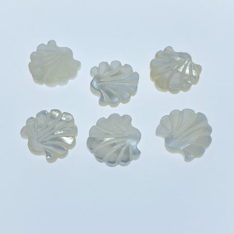 Clam Shell Shape Beads White Mother Of Pearl 12mm Double Sided WM-0107