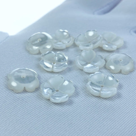 Flower Bowl Beads White Mother Of Pearl 10mm Charms For DIY Jewelry WM-0079