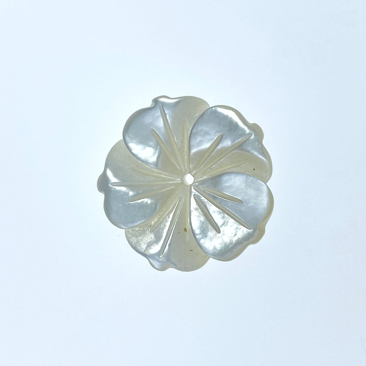 6pc 18mm Hand Carved White Mother of Pearl Bauhinia Flower Beads WM-0130