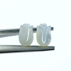 6pc 7mm x 11mm White Mother of Pearl Tulip Flower Beads WM-0047