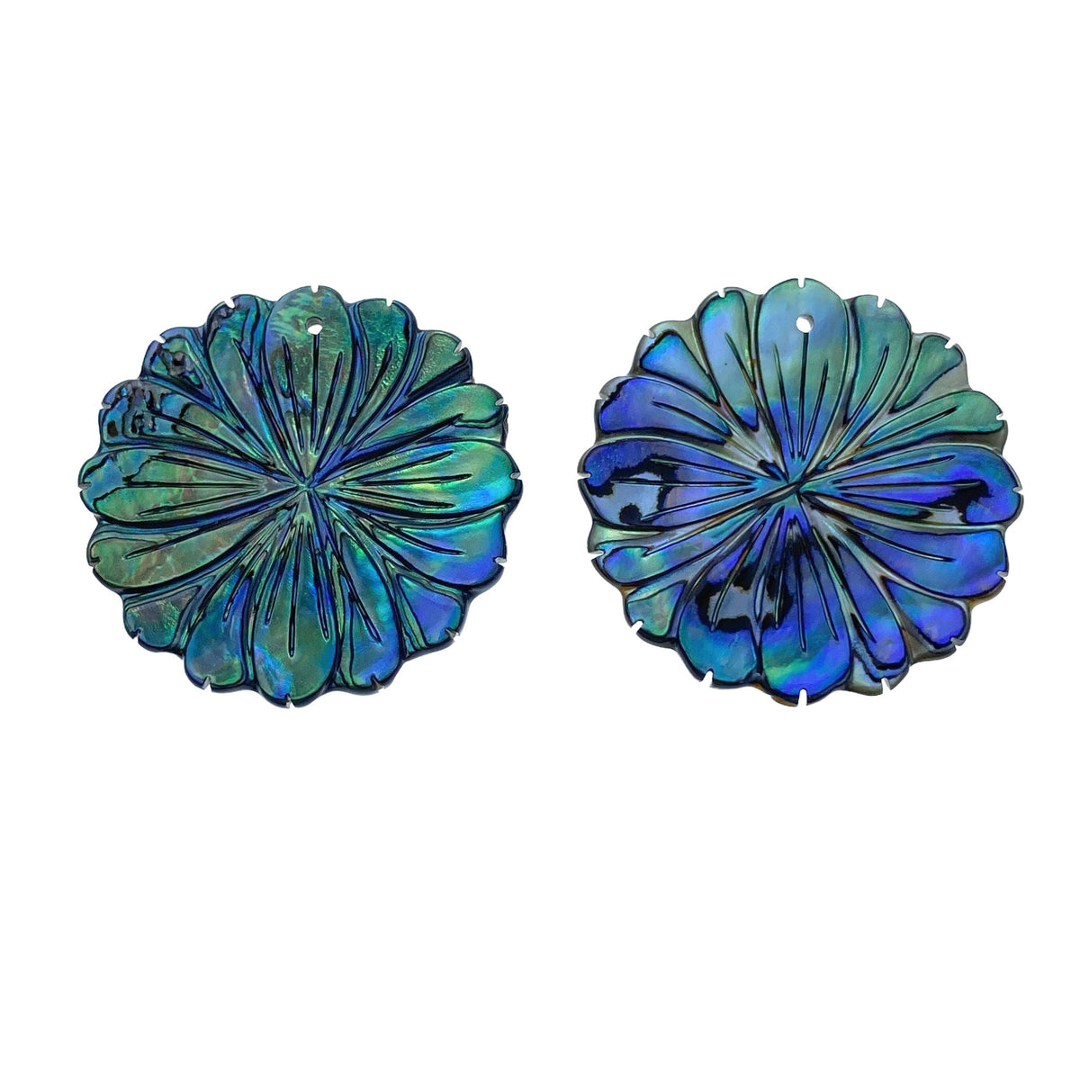 2pc Abalone Daisy Flower Beads Pendants Natural Shell 30mm Hand Carved Hawaii Tropical Minimalistic Design For Jewelry Making AB-0002