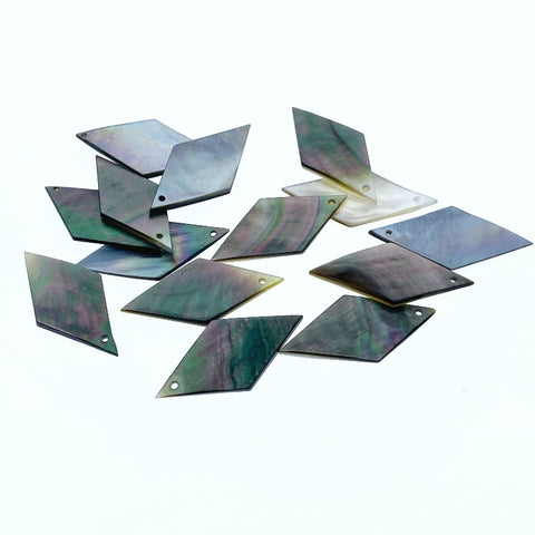 Rhombus Drop Beads Black Mother Of Pearl 20mm DIY Earring Charms BM-0090